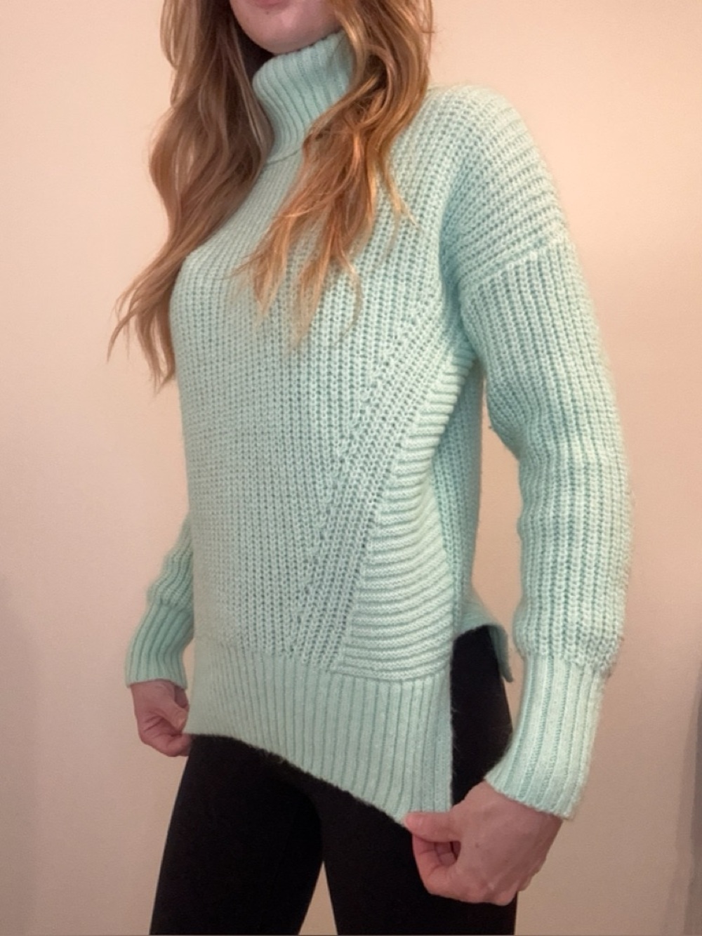 SO Mint Green Turtleneck Sweater